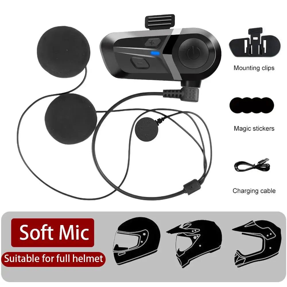 RidePulse Bluetooth 5.3 Wireless Motorcycle Helmet Headset With Hands Free Calls Waterproof Earphones And Music Player