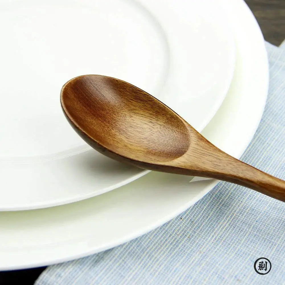 5 Piece Natural Wooden Spoon Set With Ellipse Ladle Spoon And Fork Eco Friendly Kitchen Tableware For Cooking