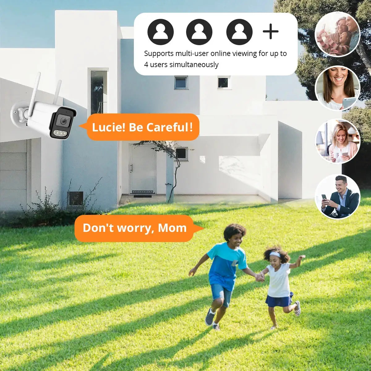 4K 8MP outdoor WiFi security camera, bullet-style, waterproof, white.