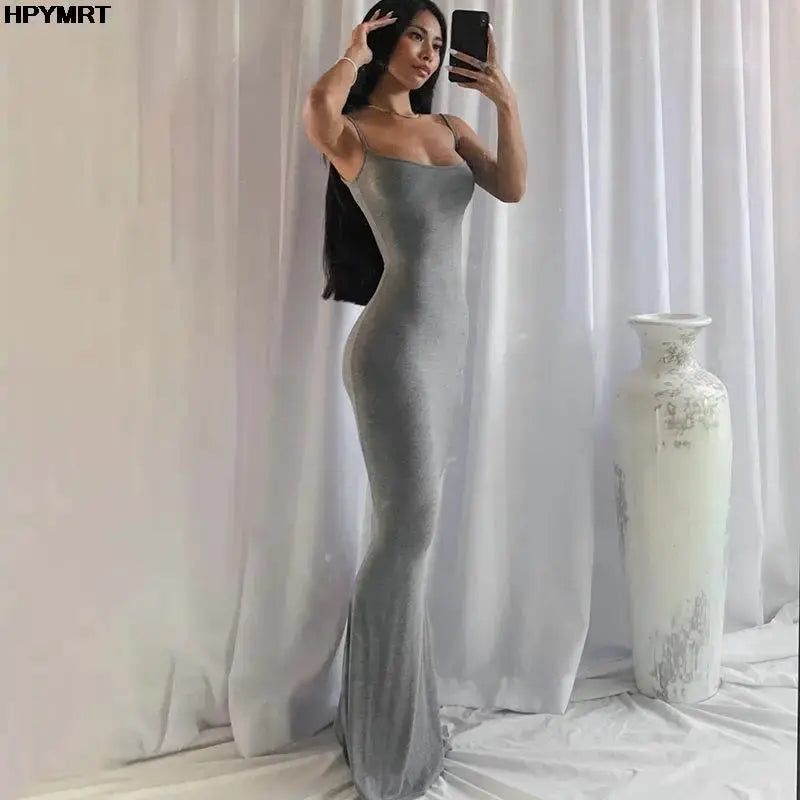 LuxeSilk Satin Slip Maxi Dress Sleeveless Backless Bodycon Elegant Party Ready Y2K Revival