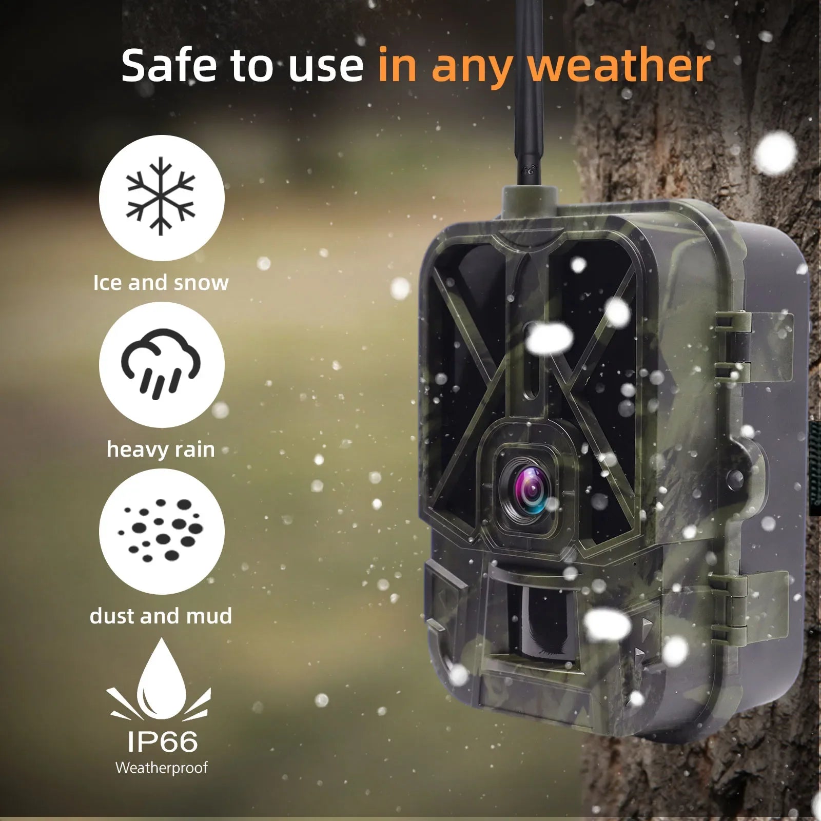 Simples Market night vision hunting camera, 4G app control, 8000mAh battery, 120° view, IP66 weatherproof camouflage