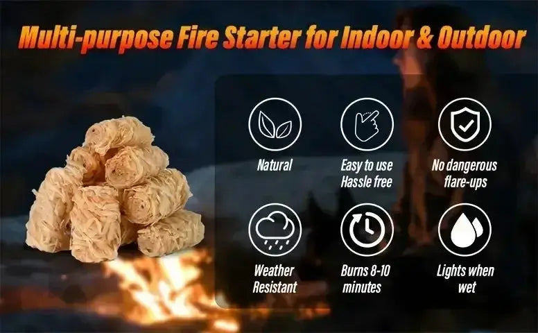 Simples Market Natural Wax Wood Fire Starter Sticks for indoor and outdoor use, 30/60/100 pcs