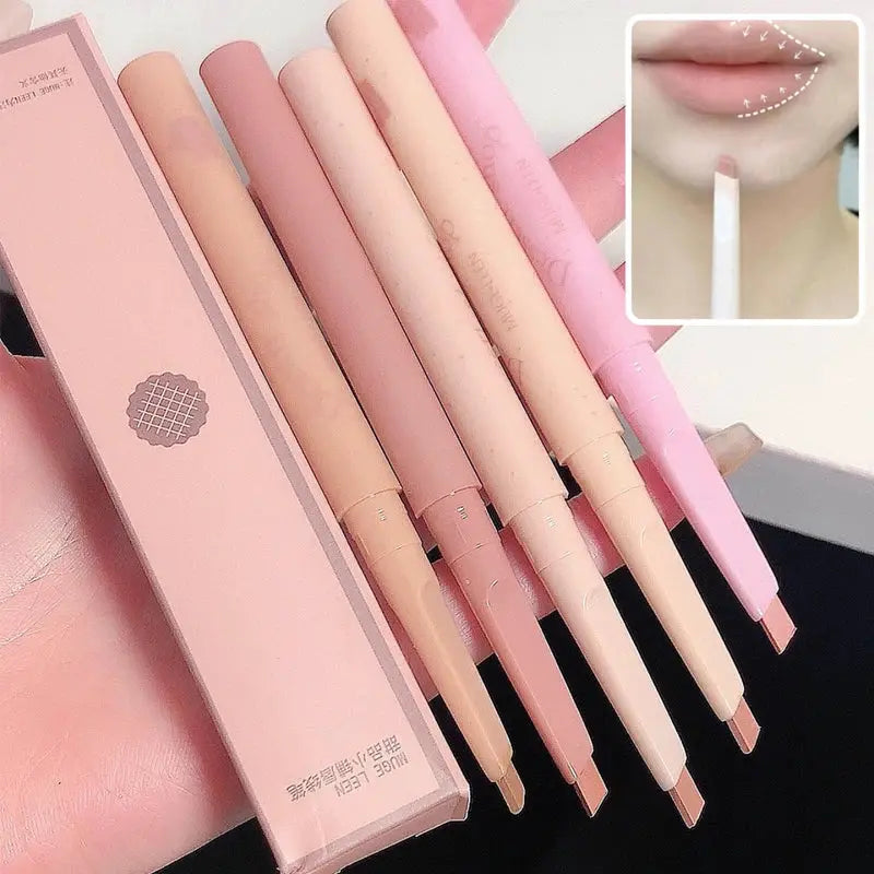 Dessert Lip Liner Automatic Rotating Waterproof Long Lasting No Color Outline Lip Liner Pen For Precise Lip Definition