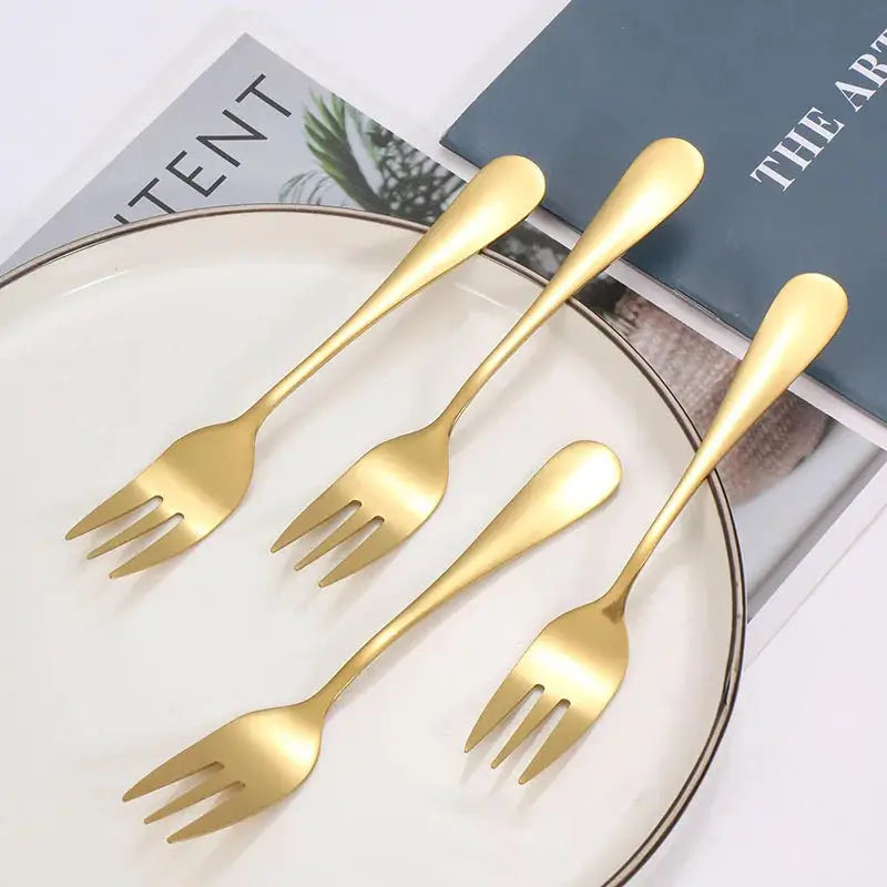 Elegant Set of 6 Stainless Steel Fruit Forks and Dessert Forks for Entertaining Guests