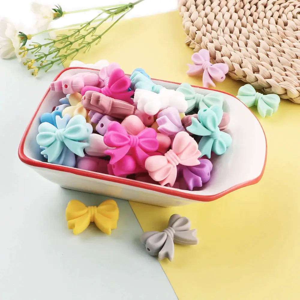 10Pcs Crown Bowknot Silicone Beads For Jewelry Making Diy Necklace Keychain Bracelet Craft Supplies