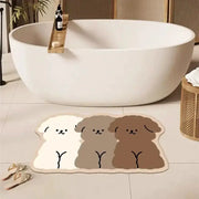 Three Color Puppy Bath Mat Non Slip Rubber Bottom Quick Dry Absorbent Floor Rug For Bathroom Household