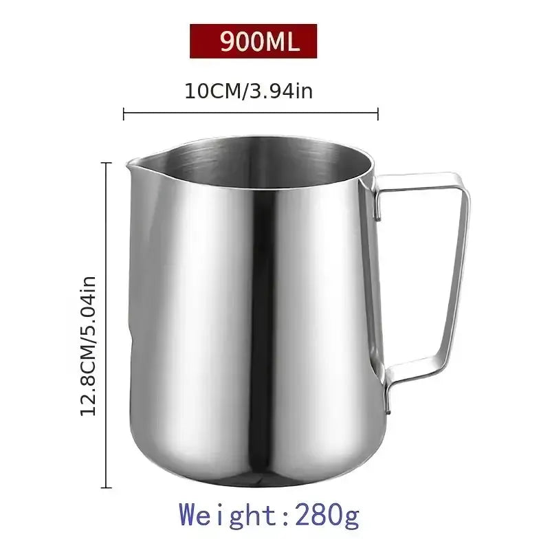 Kemorela Stainless Steel Milk Frothing Pitcher With Scale 350ml 600ml 900ml For Latte Cappuccino Espresso