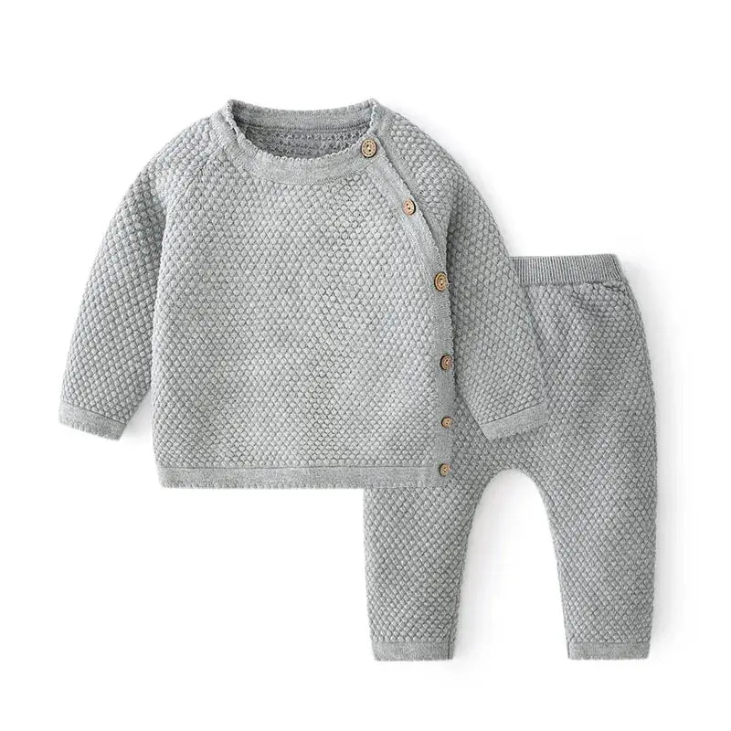 Cotton Baby Clothes Sets for Newborns and Infants Boy and Girl Knitted Tops and Pants Pajama Sets