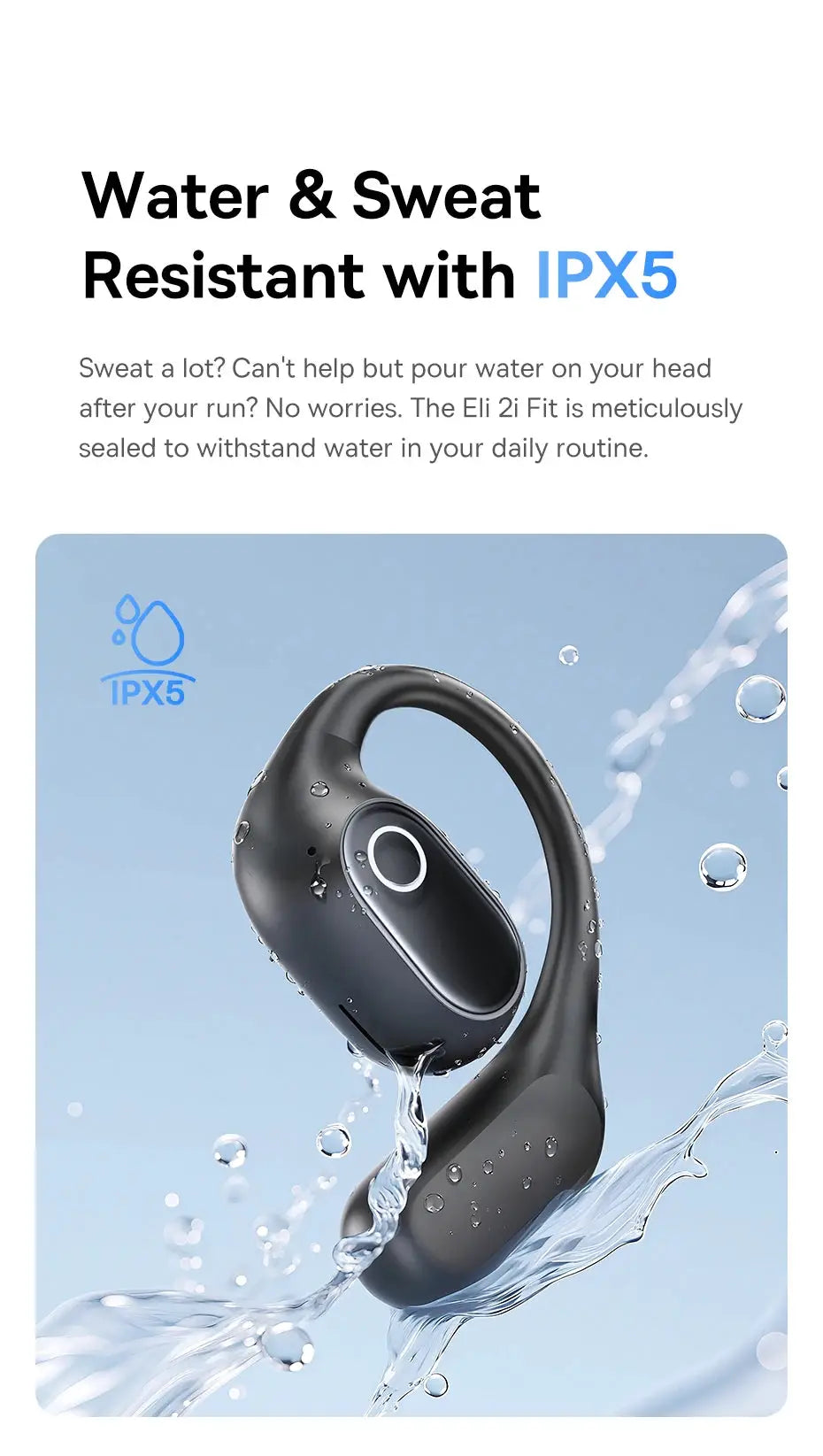 Baseus Eli 2i Fit open-ear wireless earphones with ear hooks, black, IPX5 waterproof