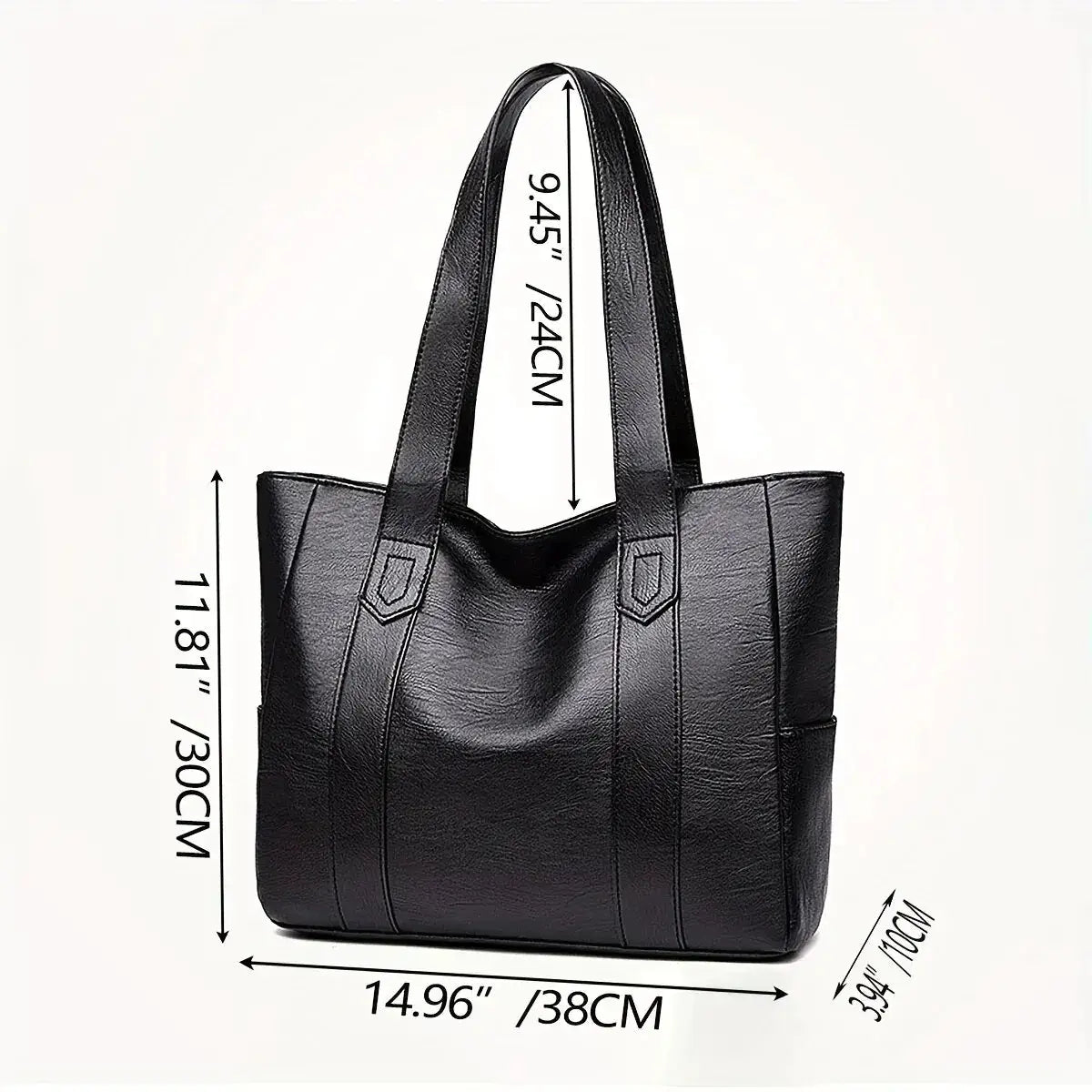 EcoVibe Vintage Large Capacity Tote Bag Premium Vegan PU Leather For Daily Commute And Weekend Trips