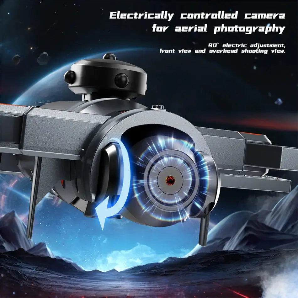 AE22 drone from Simples Market with gray body and blue LED ring camera, infrared obstacle avoidance