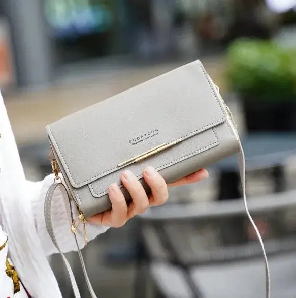 Simples Market Women's Mid-Size Wallet Bag with Coin Pocket, light gray, convertible shoulder clutch