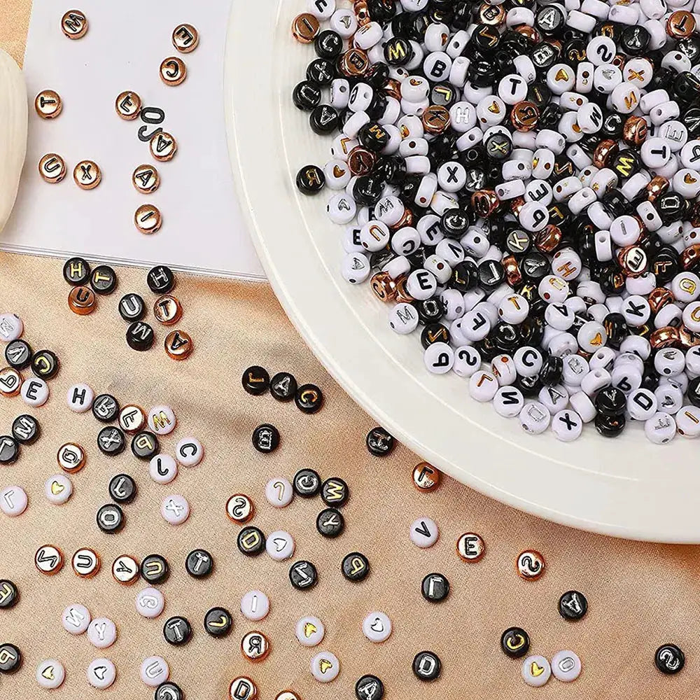700 Pieces 7 Color Round Beads Set Acrylic Alphabet And Number Beads For Jewelry Making DIY Friendship Bracelet Craft