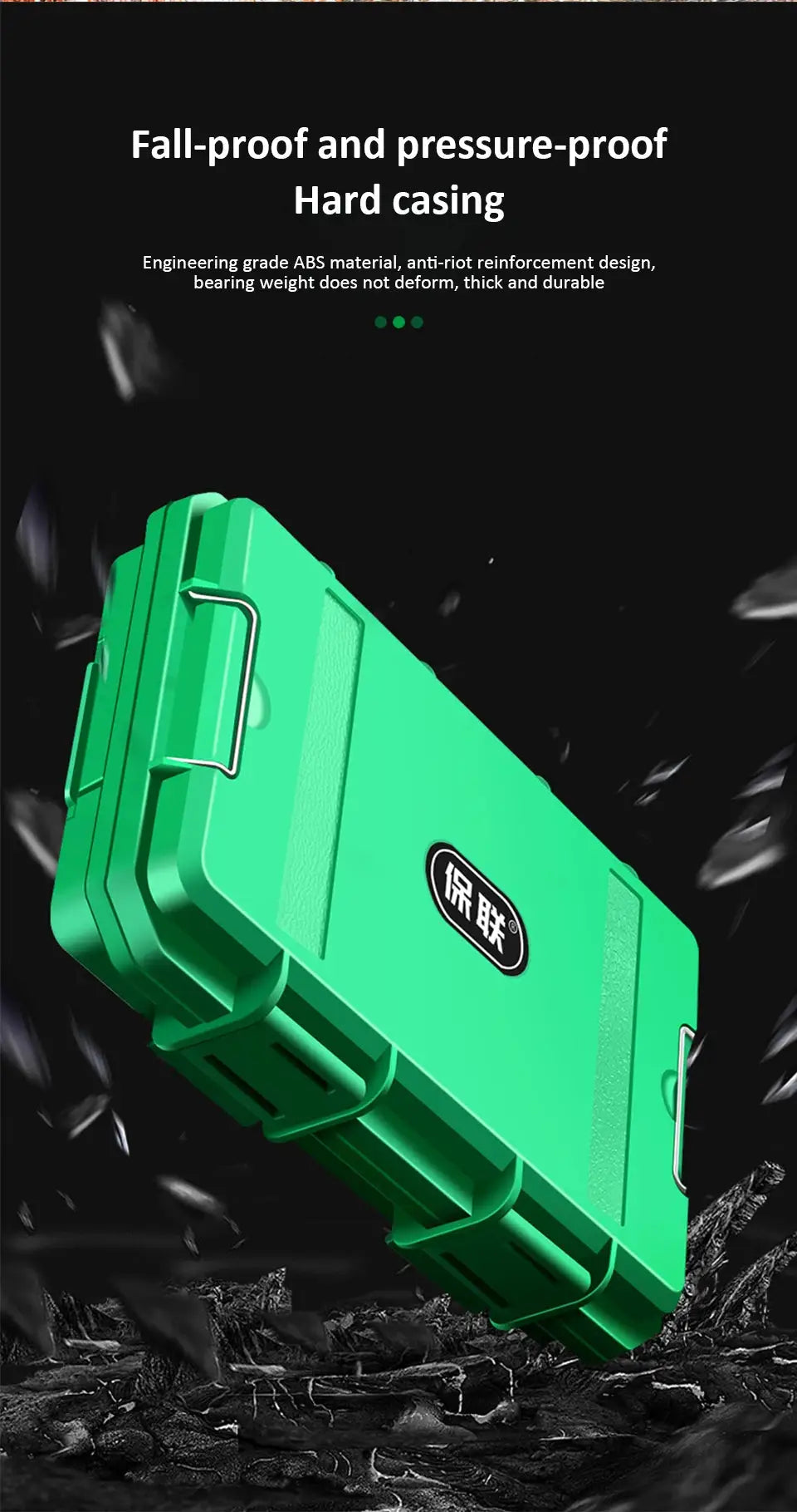 Waterproof storage case Simples Market, green hard plastic shell for small precision tools