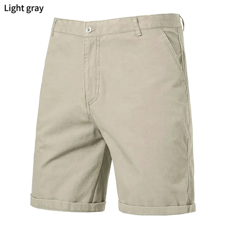 Men's light gray golf shorts with flat front and 4 pockets