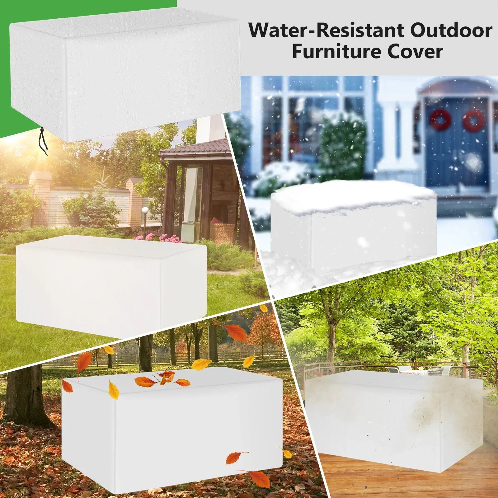 Simples Market 210D white waterproof outdoor furniture covers for tables, sofas and chairs; dust and snow protection