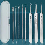 8 Piece Blackhead Remover Kit Stainless Steel Blemish Extraction Tools Professional Pimple Popper Set For All Skin