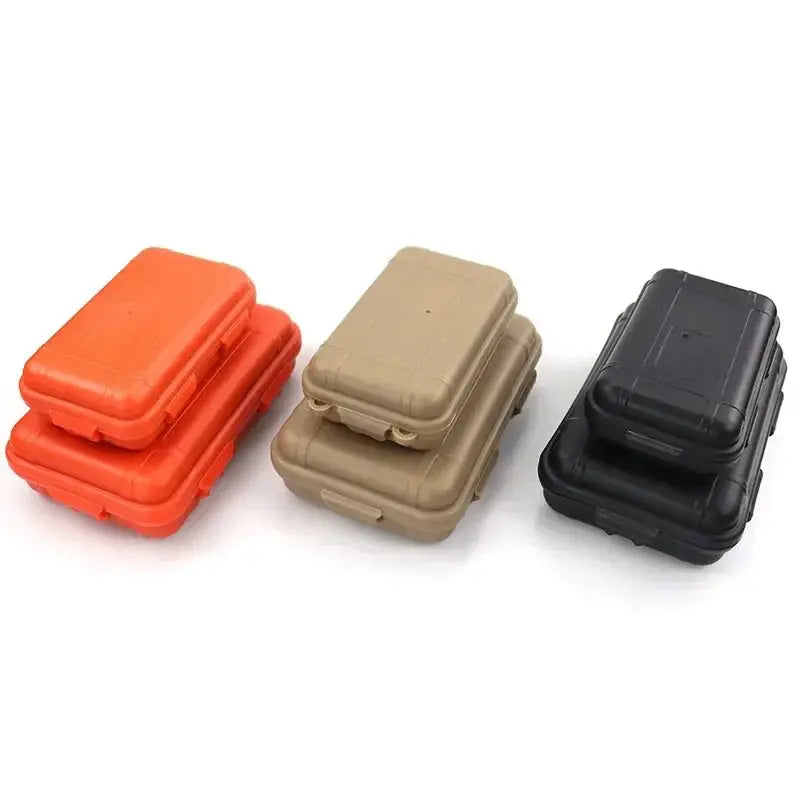 Simples Market six outdoor waterproof sealed survival boxes in orange, beige and black (S/L/XXL sizes)