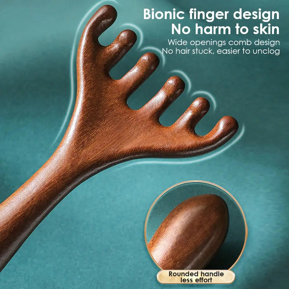 Sandalwood Meridian Massage Comb 6 Claw Head Massager Anti Static