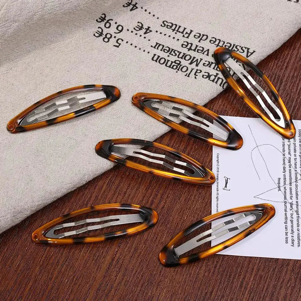 Leopard Print Hair Clips Vintage Y2K Oval Alloy Drip Clamp Hair Accessories For Women And Students