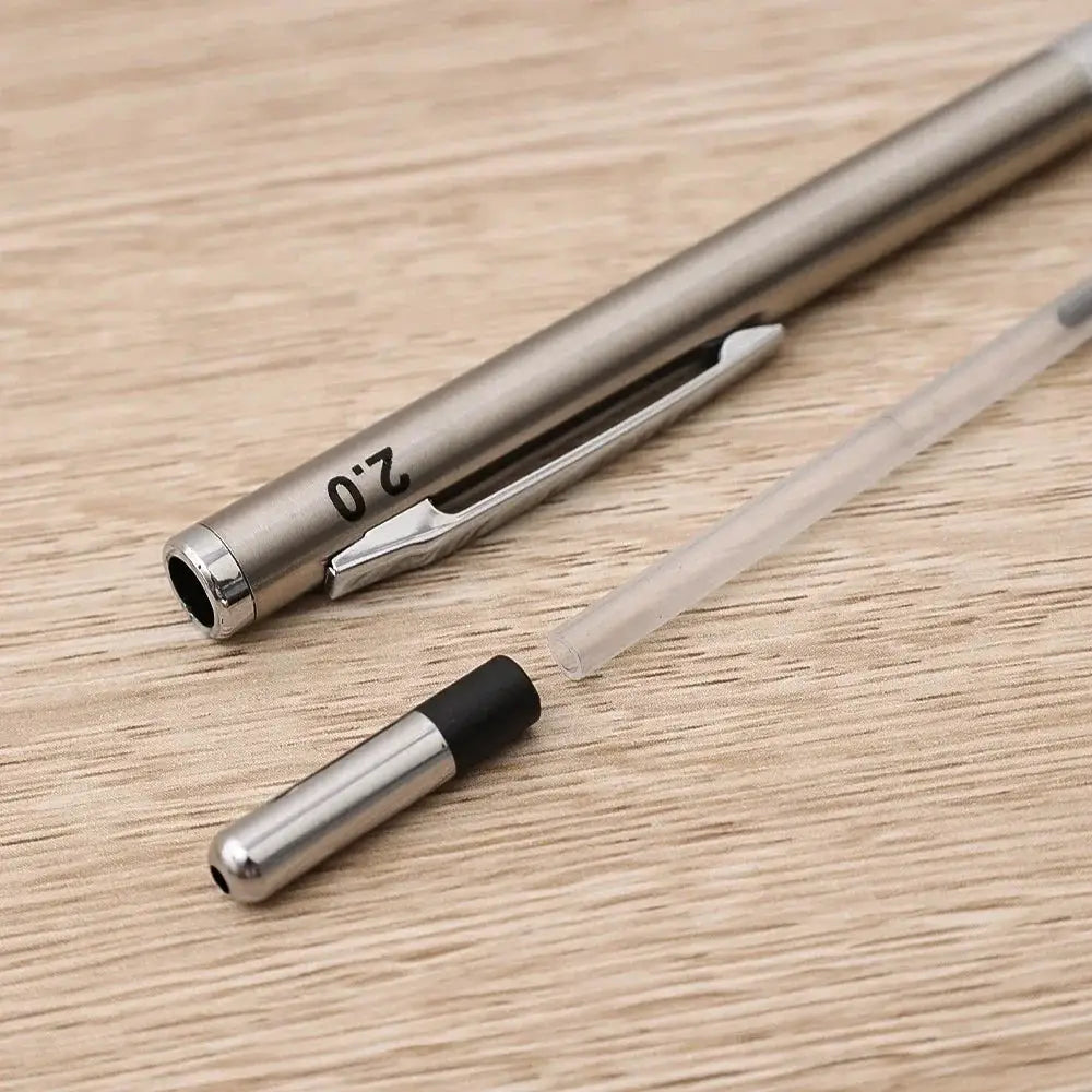 Metal mechanical pencil set with 2.0mm lead holder, metal clip, and refill tube