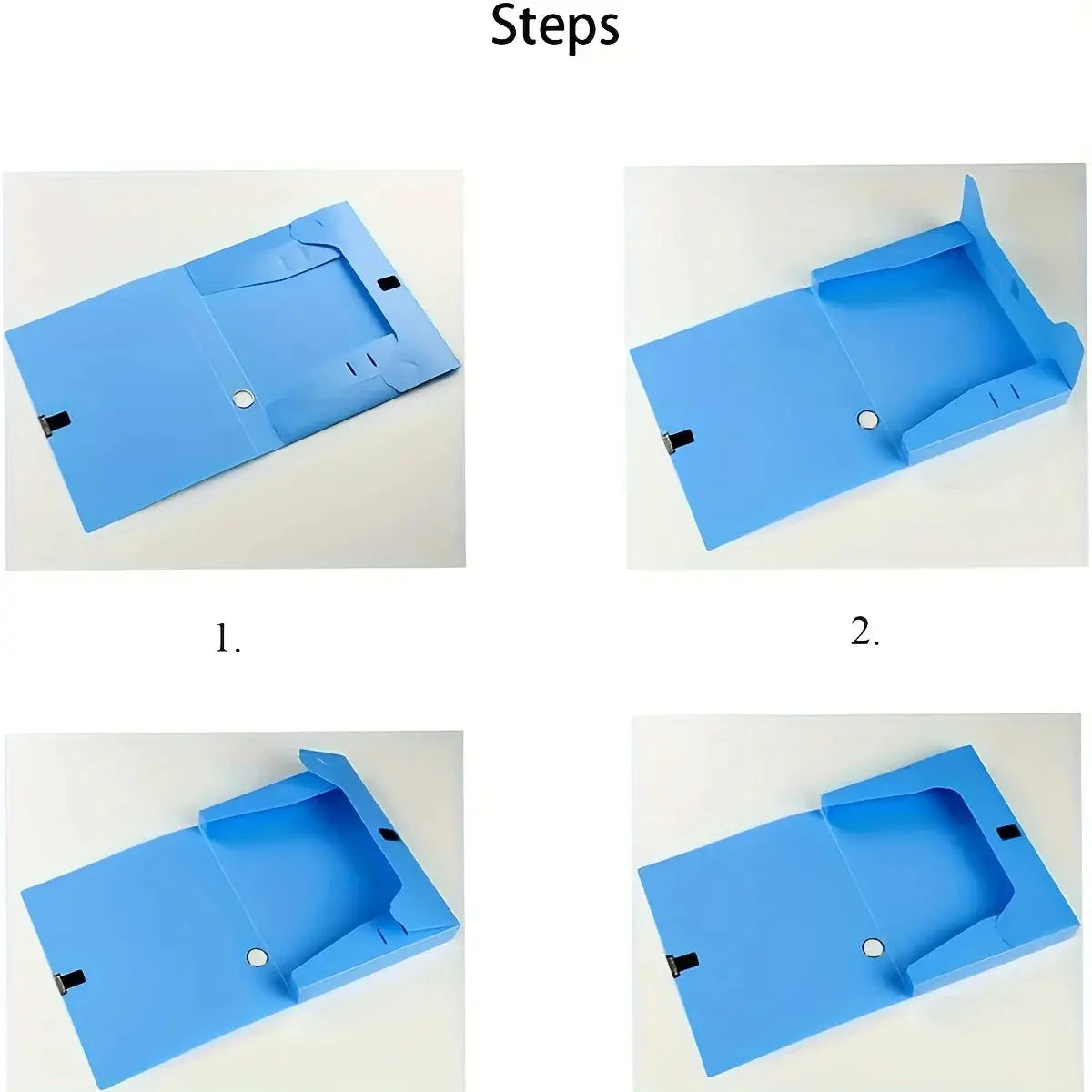Large-capacity foldable plastic file box, blue, Simples Market, for A4 documents.