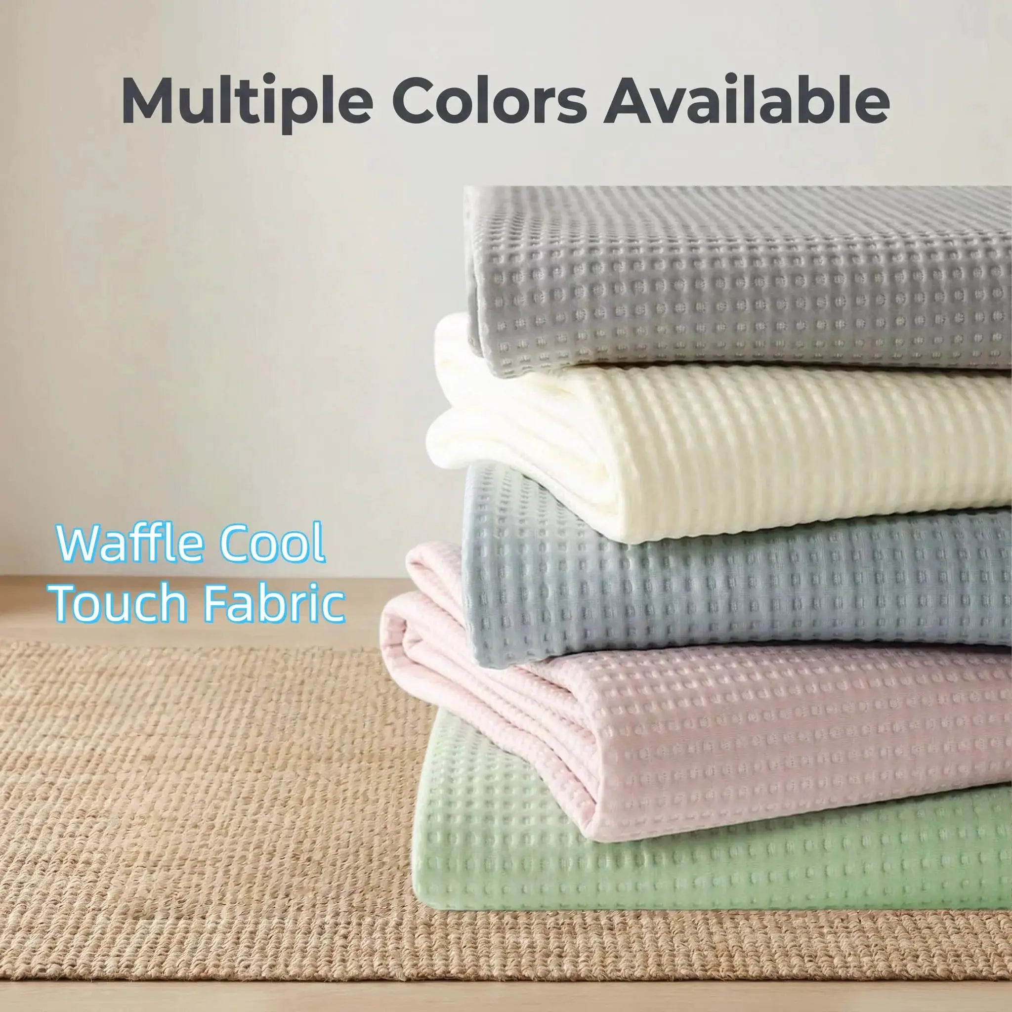 Simples Market Summer Cooling Touch Anti-Slip Sofa Cover, 4 pastel colors stacked, waffle-texture fabric