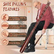 Simples Market shoe lifter solid beech wood long-handle shoe horn, non-slip for seniors