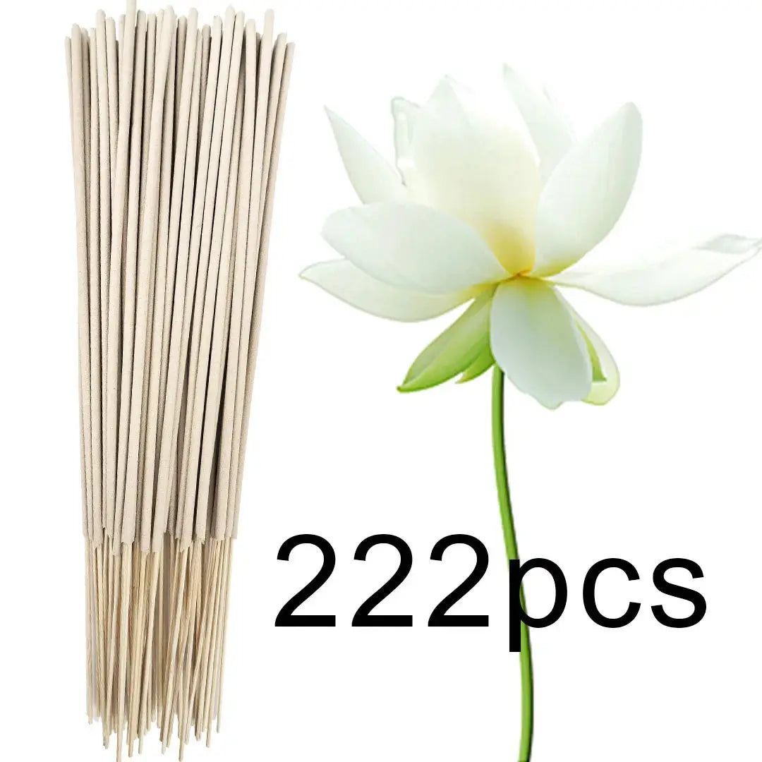 White Lotus Incense Sticks 8.7 Inch Bamboo Core Off White Natural Materials Lotus Scent Pack Sizes 20 100 222 410