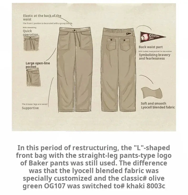 Maden men's linen-blend chino pants with elastic waist in khaki — Simples Market
