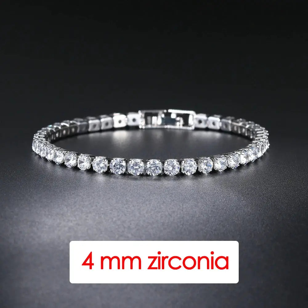 Hip Hop Tennis Bracelet Iced Out For Men Cubic Zirconia Chain 3mm 4mm 5mm Streetwear Jewelry H086