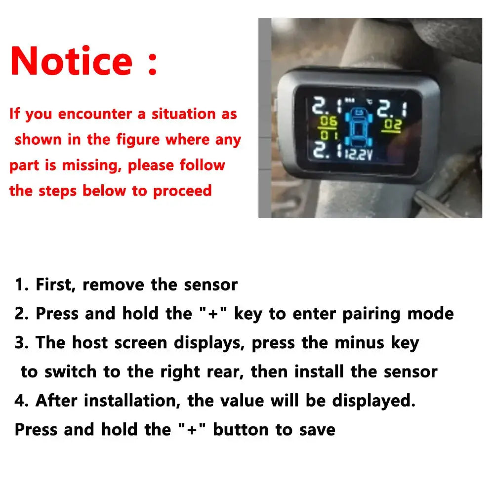 Car TPMS display unit with 4 sensors; black cigarette-lighter style gauge