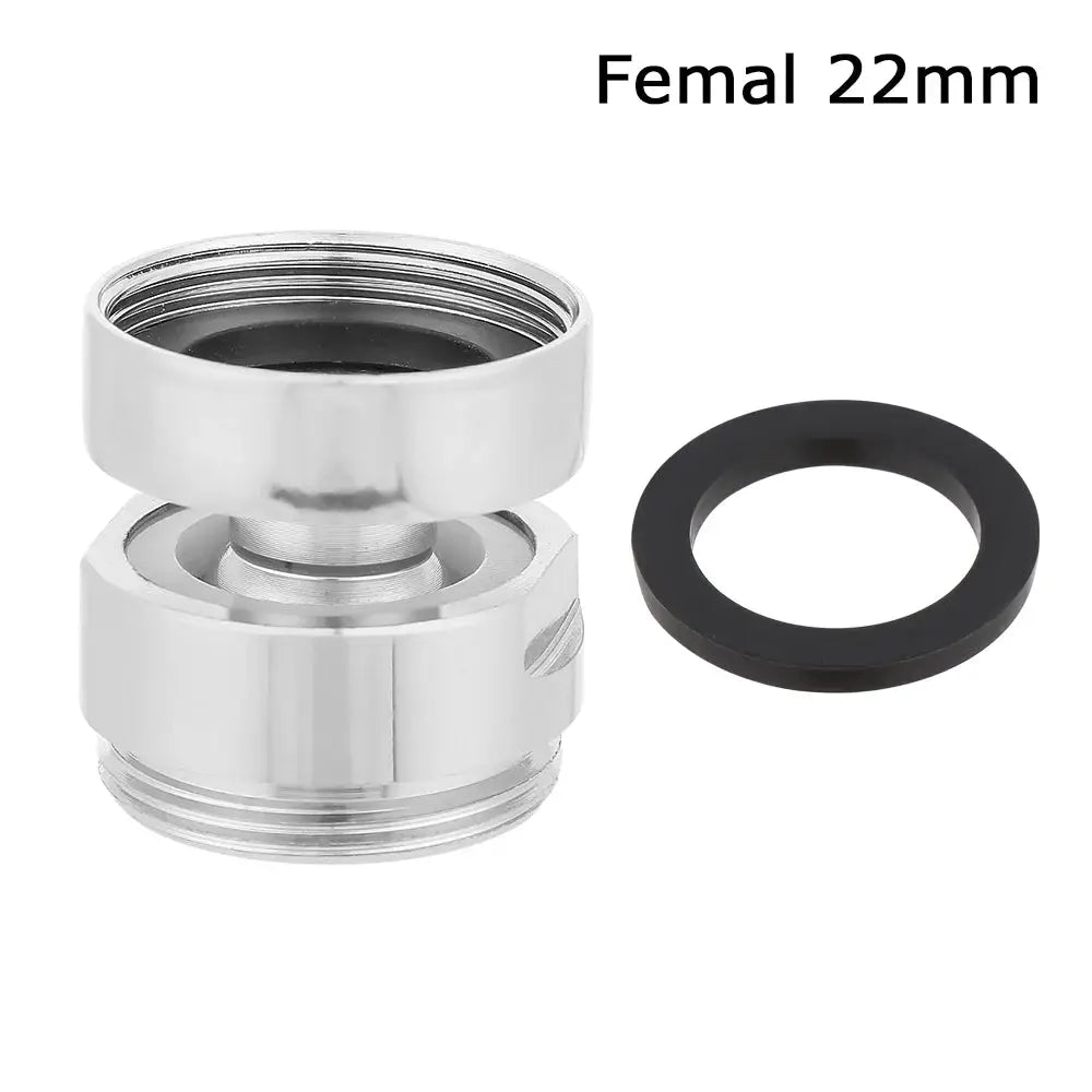 Simples Market chrome two-piece swivel aerator adapter and gasket, 22mm female faucet connector.
