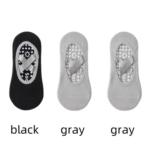 Three Pairs Professional Women Yoga Socks Silicone Anti Slip Backless Breathable Bandage For Yoga Pilates Ballet Sport