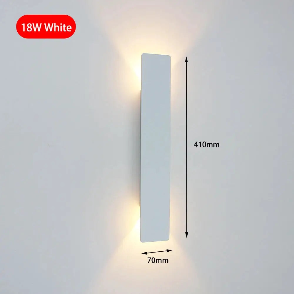 Modern LED indoor wall lamp, white aluminum, 18W, Simples Market; ideal for bedroom or living room
