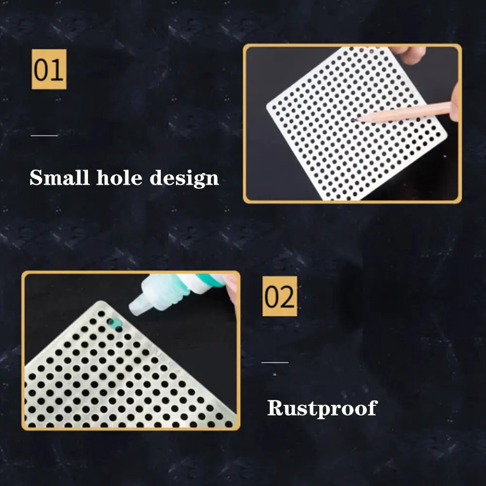 Stainless steel square drain cover with small perforations; rustproof hair catcher by Simples Market