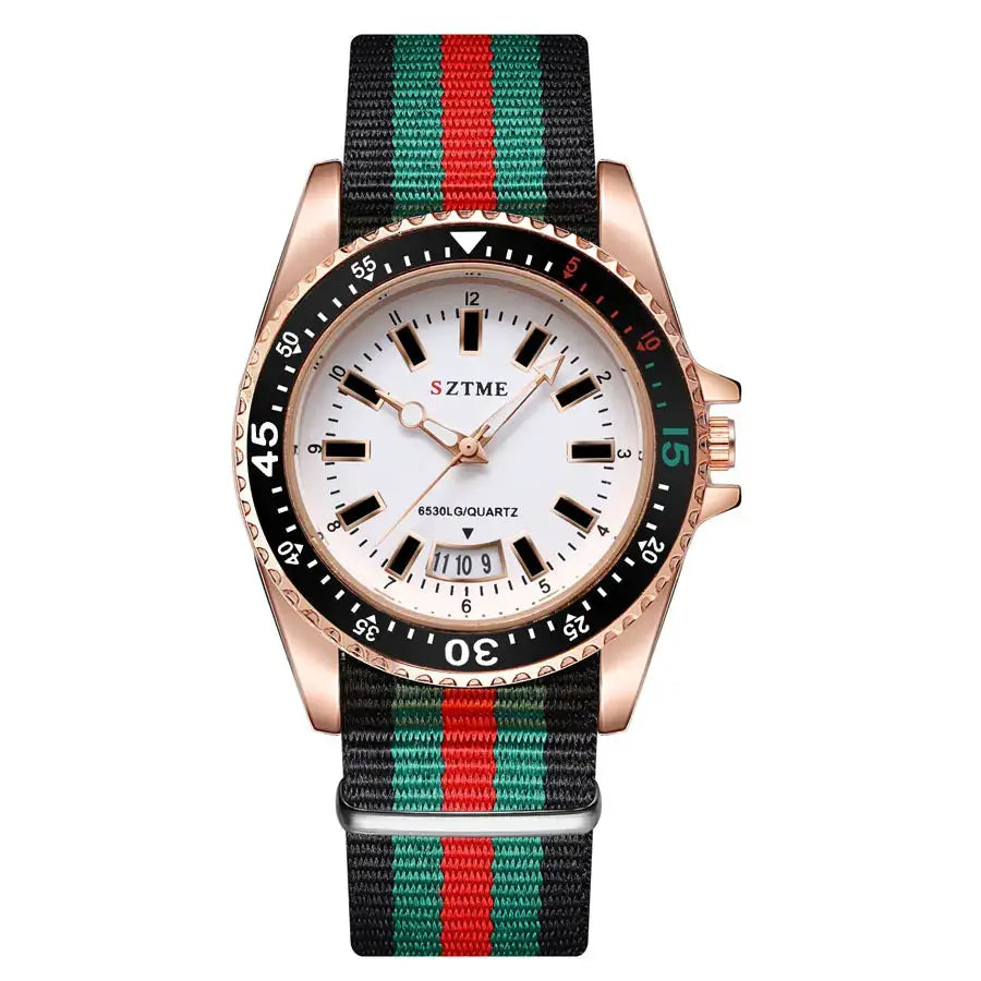 Unisex Nylon Strap Calendar Quartz Watch With Luminous Dial Elegant Business Timepiece For Men And Women