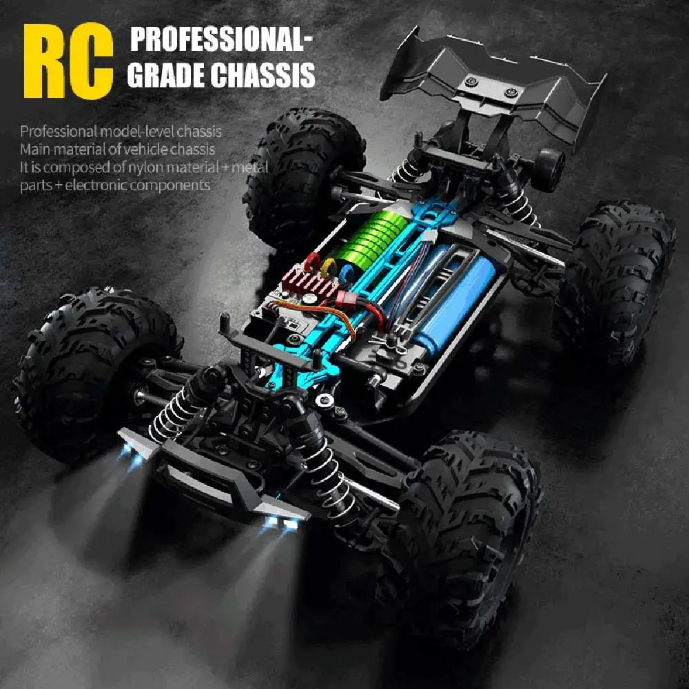 Teeggi 16101/16102 PRO 1:16 High Speed RC Car with LED lights, blue chassis, 4WD off-road monster truck