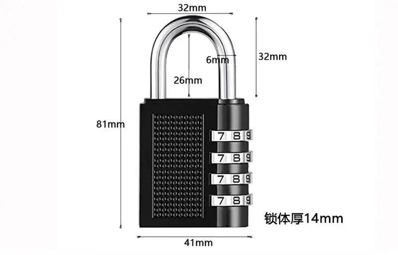 4-digit zinc alloy padlock in black with 4-number dials; weatherproof luggage security lock by Simples Market