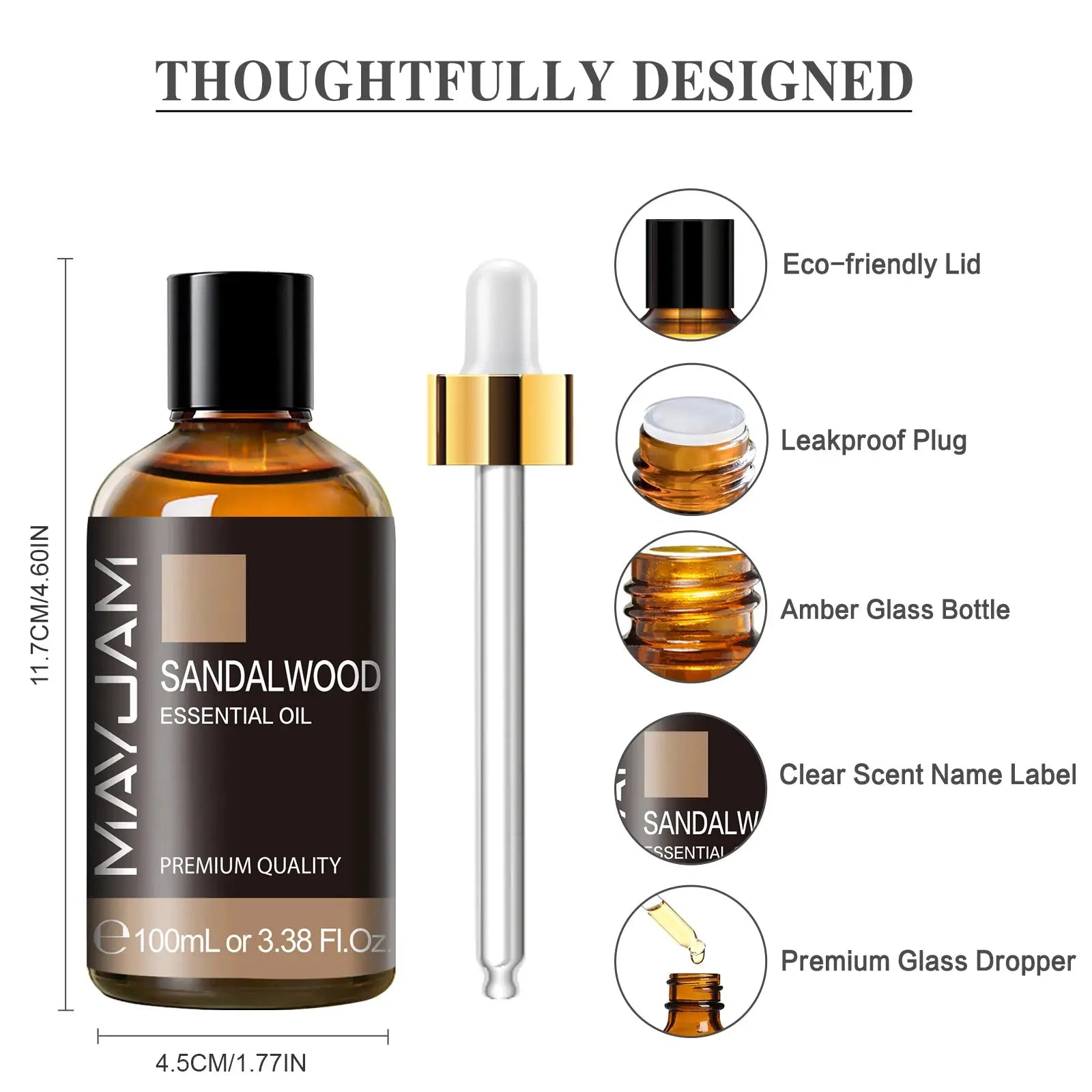 MAYJAM 100ML Essential Oil With Dropper Sandalwood Lavender Eucalyptus Vanilla Aroma Oil For Humidifier Candle Burner