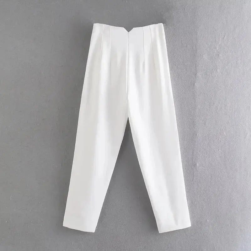 HXAO Ladies High Waist Formal Office Pants Pencil Trousers For Women Black Pink White