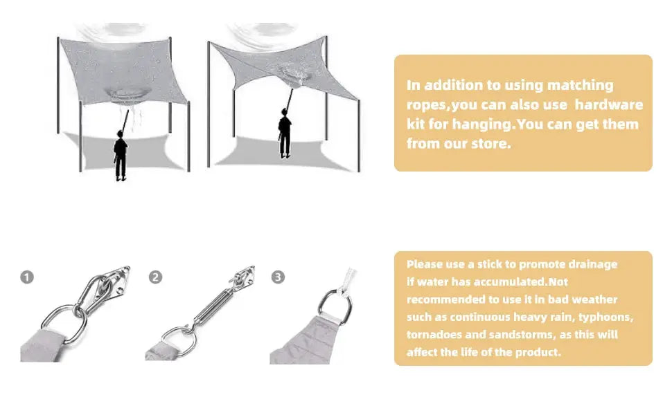 Simples Market waterproof sun shade sail canopy, rectangular grey shade sails for outdoor garden patio (set of 2).