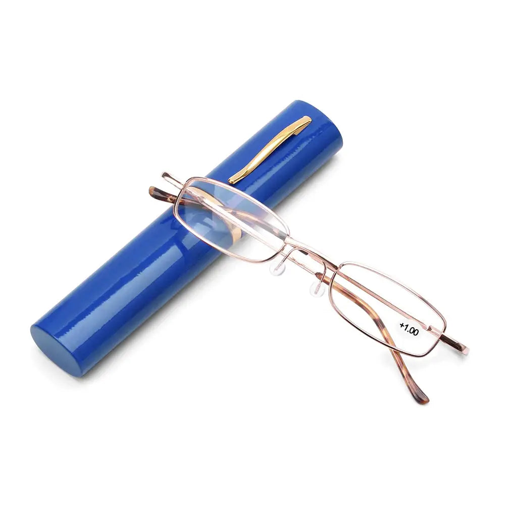 Elegant Reading Glasses Metal Frame Ultra Thin Design Lightweight Portable Mini Eyewear For Men And Women With Case