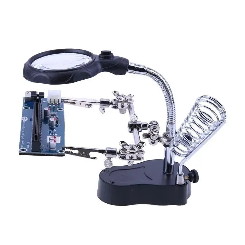 Desktop Welding Magnifier Loupe With LED Light Third Hand Clamp For Soldering And Electronics Inspection