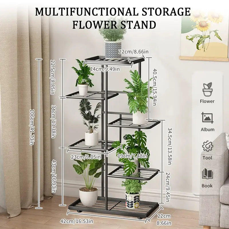 Iron Flower Plant Stand With Four To Six Layers Plant Holder Storage Shelf Pot Rack Organizer For Home Decor