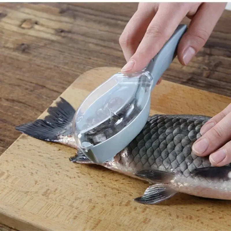 AquaEase Fish Scale Scraper With Lid Hygienic Splash Free Manual Descaling Tool With Ergonomic Handle