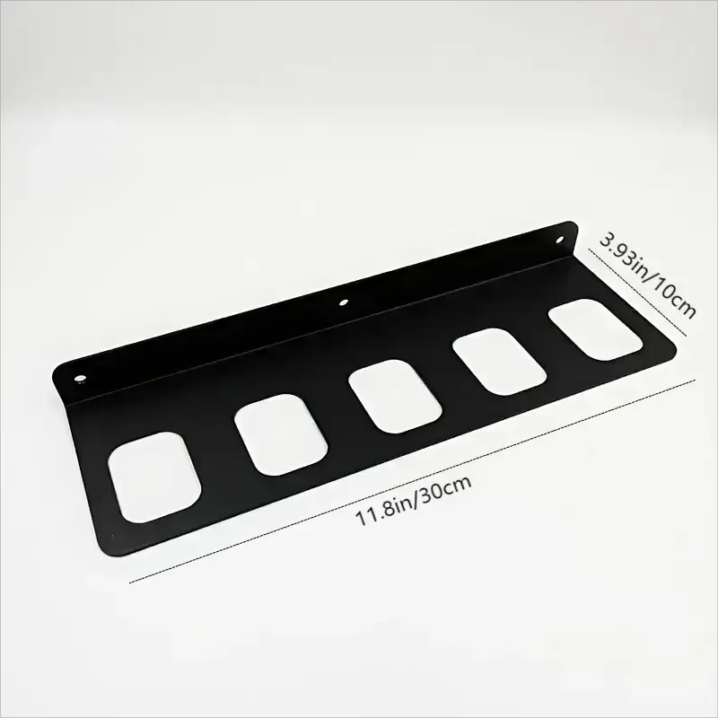 Heavy-Duty wall-mounted hammer rack, black metal with five slots, 30cm long