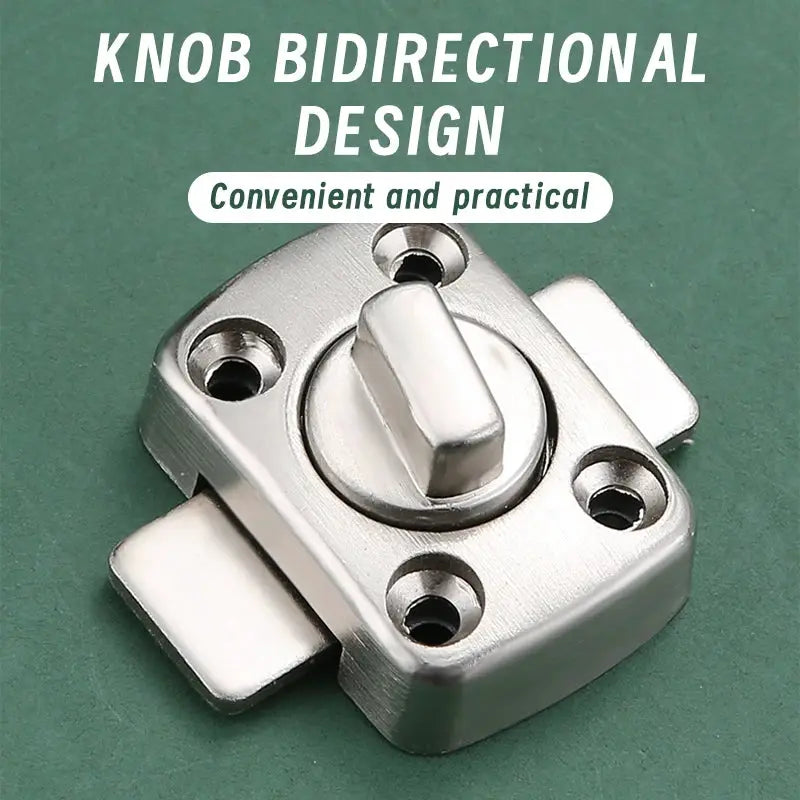Rotating bolt door latch, silver metal finish, square mounting plate