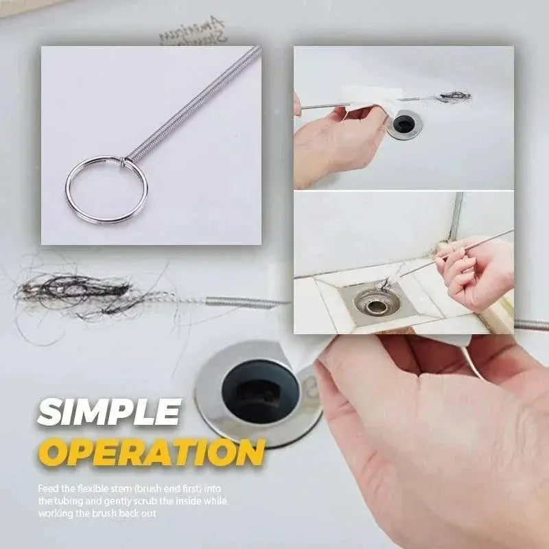 Fridge drain dredge brush, long flexible stainless steel tube for refrigerator drain cleaning by Simples Market