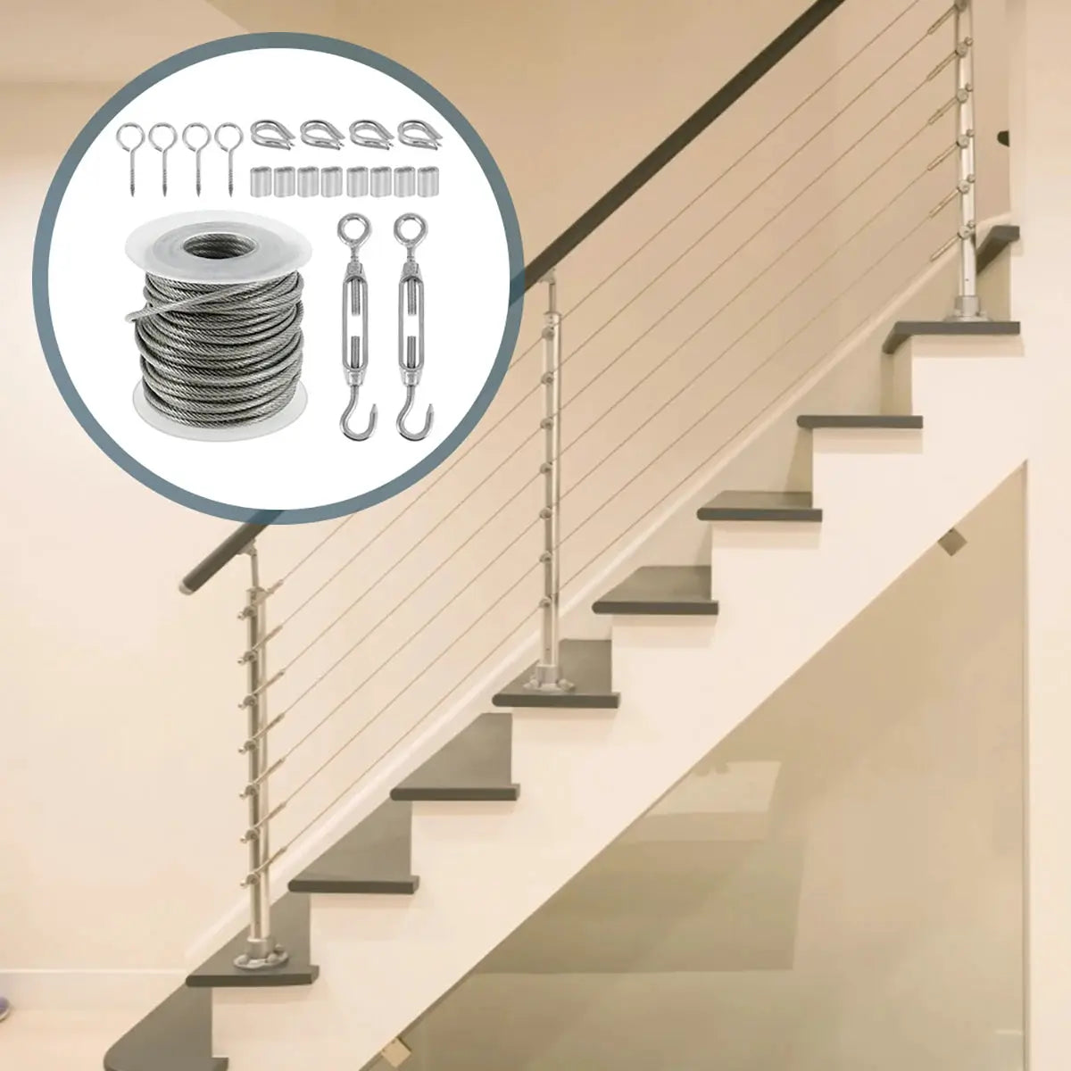 Stainless Steel Heavy Duty Wire Rope Cable Roll Kits For Outdoor Garden Railing Fence Tent Support 15M Or 30M